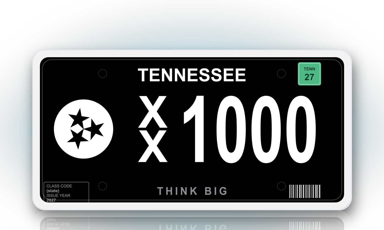 Drive Tennessee Forward specialty license plate — black plate with a white Tennessee tri-star